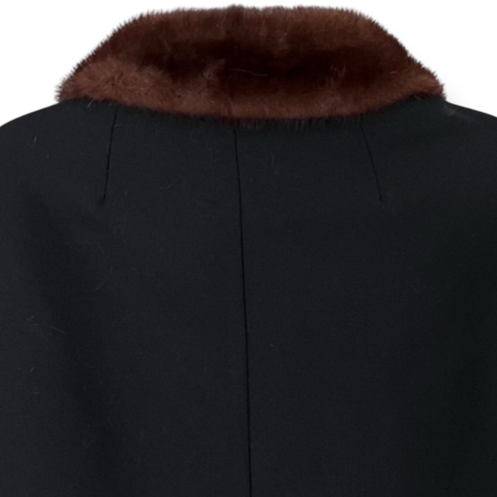50s Delmod (W. Germany) Wool Overcoat, Genuine Ranch Mink/Collar Black A-Line, M - Picture 6 of 8